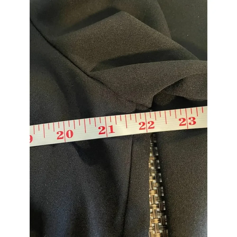 Women's Black Moto Jacket Minimalist Diagonal Silver Full Zip Cropped Size 1XL